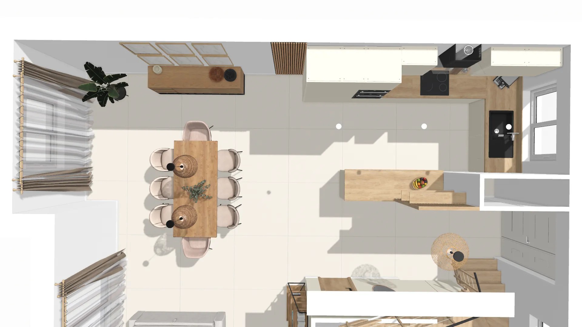 projet 3d séjour cuisine